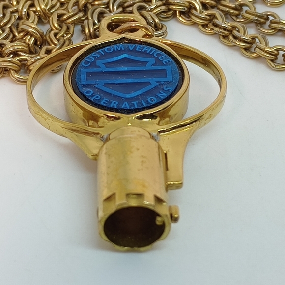 * Harley Davidson CVO Custom Vehicle Operations Gold Tone Key Necklace - Picture 3 of 4